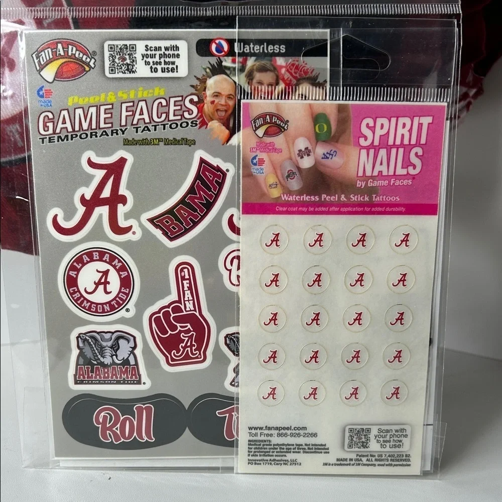 Alabama Crimson Tide Accessory Set-Scarf, Sock, Temp Tattoos & Magnetic